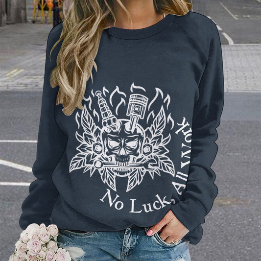 No Luck, All Work Raglan round neck sweater