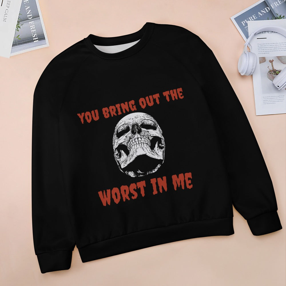 The Worst In Me Raglan round neck sweater