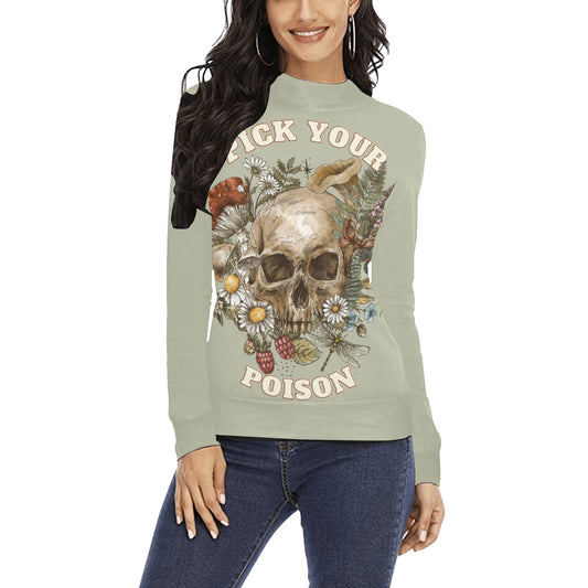 Pick Your Poison Women's All Over Print Mock Neck Sweater (H43)